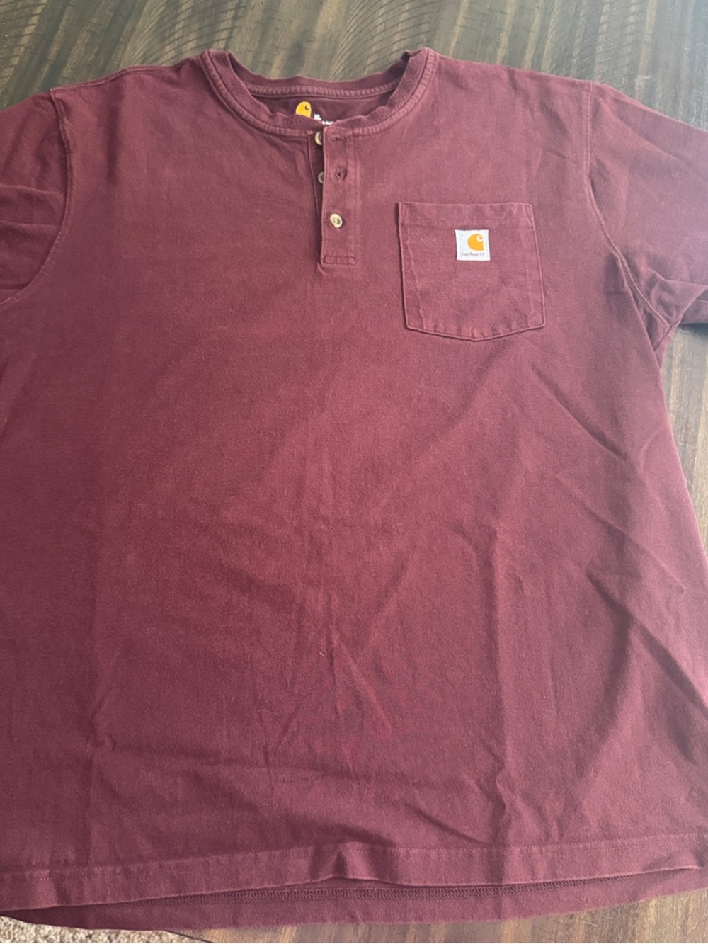 Carhartt Short-Sleeve Henley Pocket Tee in Maroon Mens XL